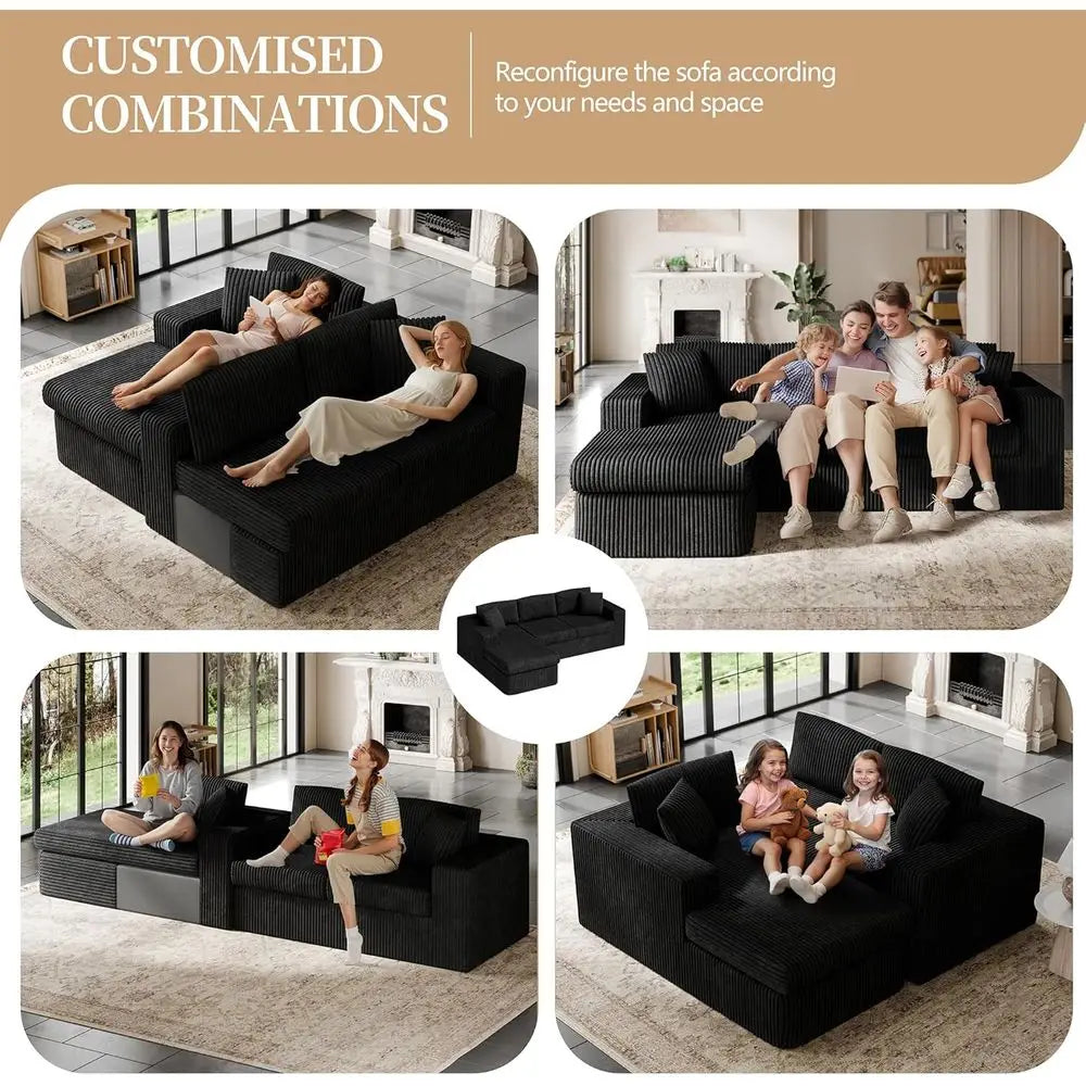 105" Boneless Couches for Living Room, Sectional Couches Modular Sofa with L-Shaped Chaise, Memory Foam Comfy Cloud，Customized
