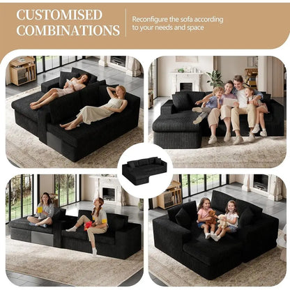 105" Boneless Couches for Living Room, Sectional Couches Modular Sofa with L-Shaped Chaise, Memory Foam Comfy Cloud，Customized