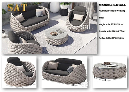 -Hotel Modern Sofa Set Garden Teak Outdoor Furniture Aluminum Wood Terrace Outdoor Sofa Combination Teak Luxury Garden Sofa Set