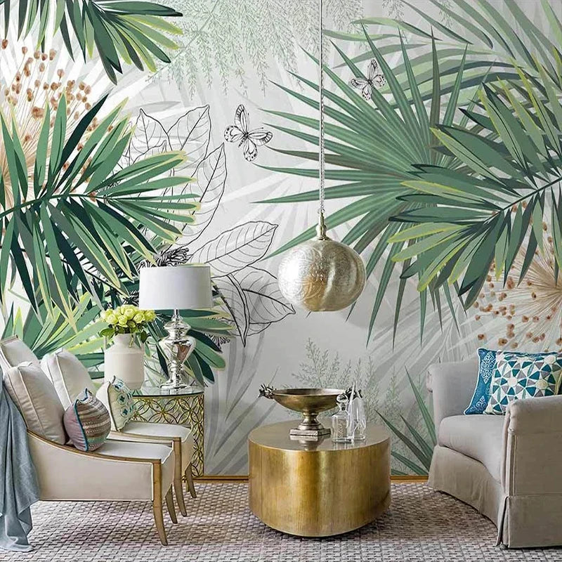 Custom 3D Mural Wallpaper Tropical Plants Rainforest Palm Leaf Interior Bedroom Dining Room Living Room Photo Wall Decoration