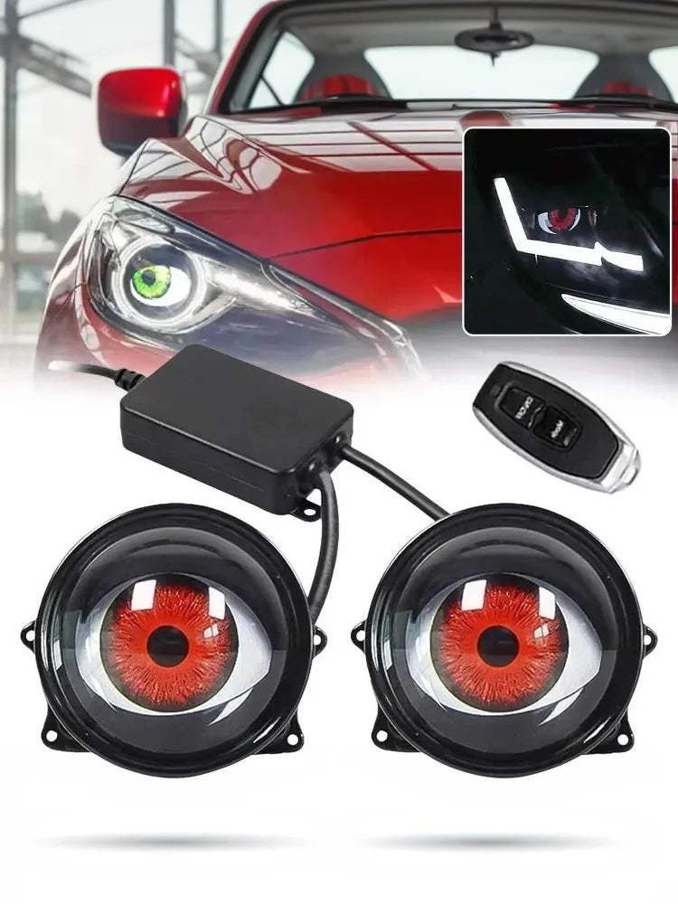 Car Devil Eye LED Headlight 6 Low Light Modes Control The Atmosphere In The Car Universal Motorcycle Lens Headlight
