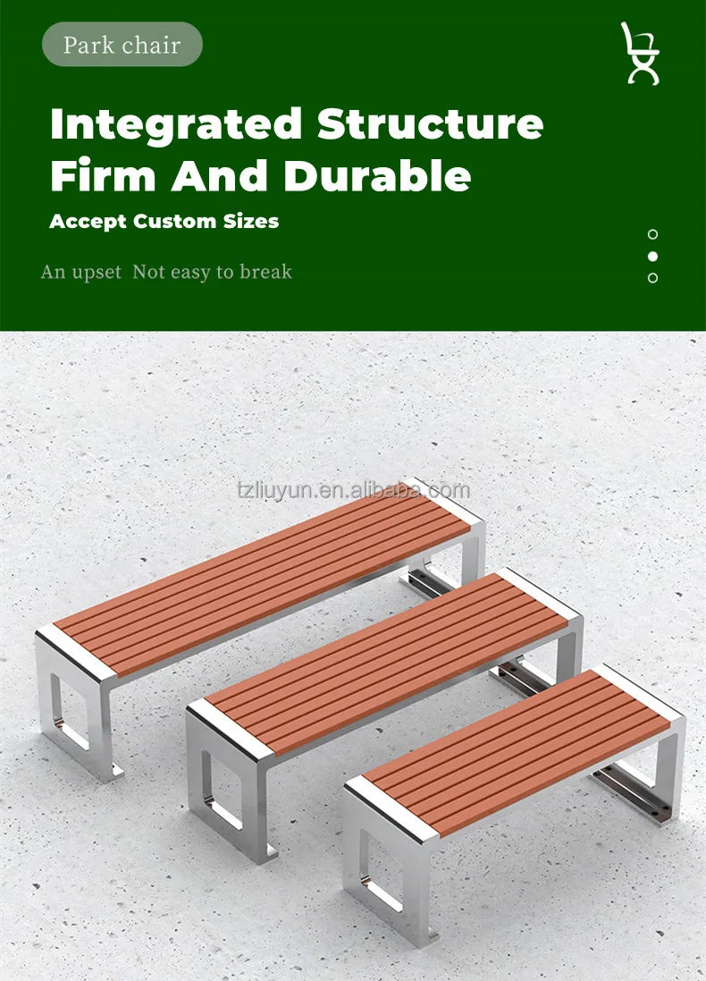 Banc en acier inoxydable au Design moderne, pour parcs de jardin de luxe en plein air et patios d'hôtel, sièges métalliques résistants au soleil et imperméables