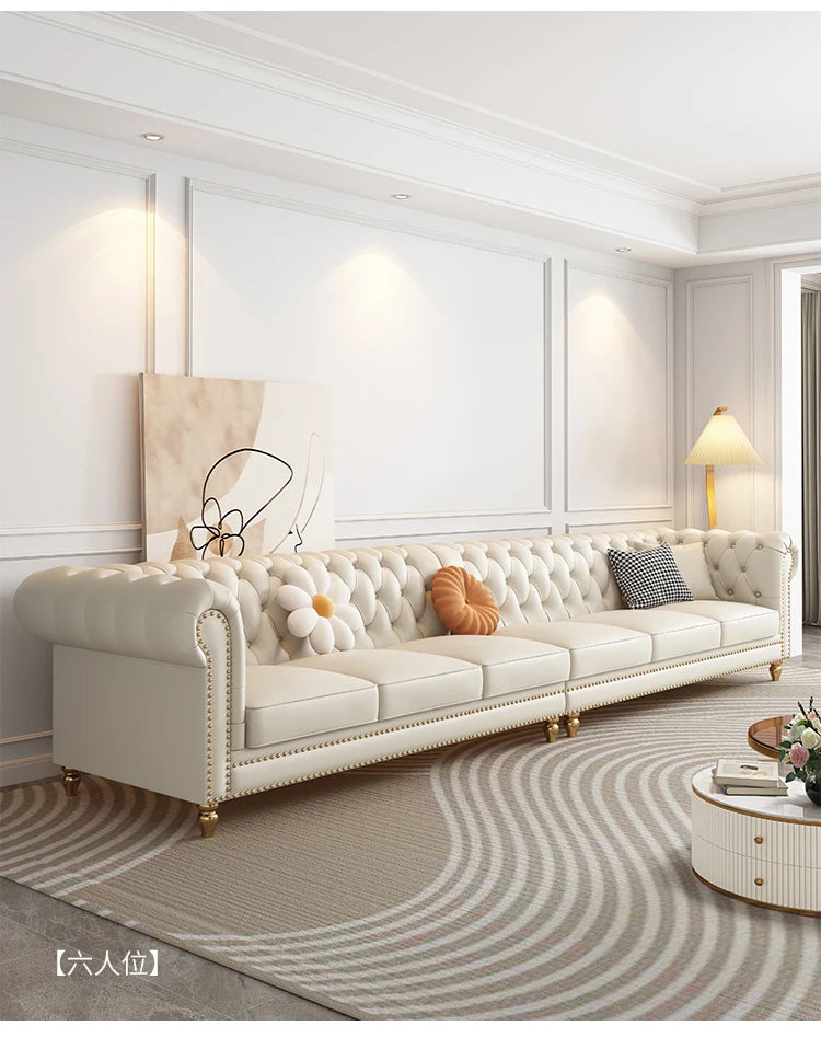 Designer Genuine Leather Sofas Fancy Living Room Lounge Floor Sofa Loveseat Modern Canape Salon De Luxe Apartment Furniture