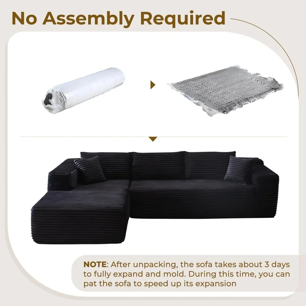 104'' L-Shape Modular Sectional Sofa Couch - Comfortable Upholstered Cloud Design Modern Minimalist Deep Seat Living Room Furnit
