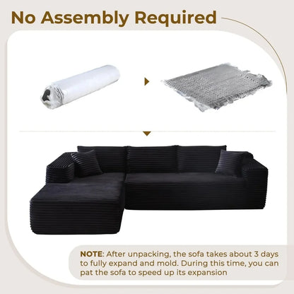 104'' L-Shape Modular Sectional Sofa Couch - Comfortable Upholstered Cloud Design Modern Minimalist Deep Seat Living Room Furnit