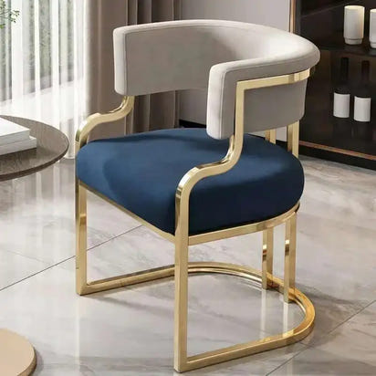 Luxury golden Dining Chairs wrought Iron Backrest Armchair Kitchen Modern Dining Room Furniture Home Bedroom Salon Makeup Chair