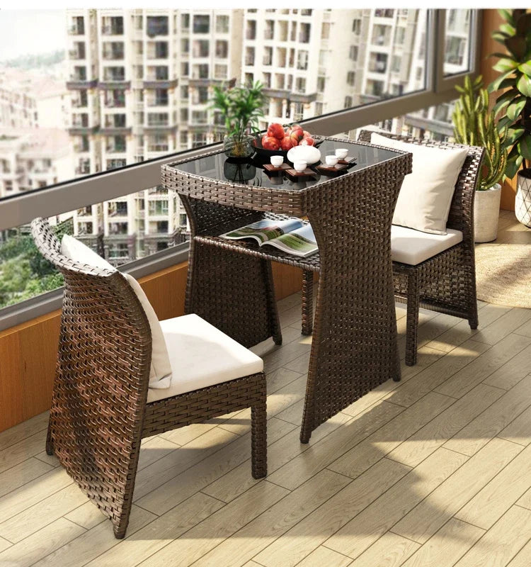 Rattan Garden Furniture Sets Balcony Home Table Chairs Storage Leisure Table and Chair Three-piece Set Outdoor Patio Combination