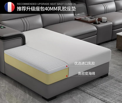 Genuine Leather Sofa Cowhide Modern Wireless Charging Smart Audio Sofa Living Room Corner Combination Divano Home Furniture