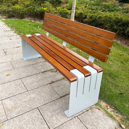 Banc de centre commercial de qualité commerciale, siège public personnalisé élégant, banc extérieur en acier galvanisé de qualité supérieure avec dossier