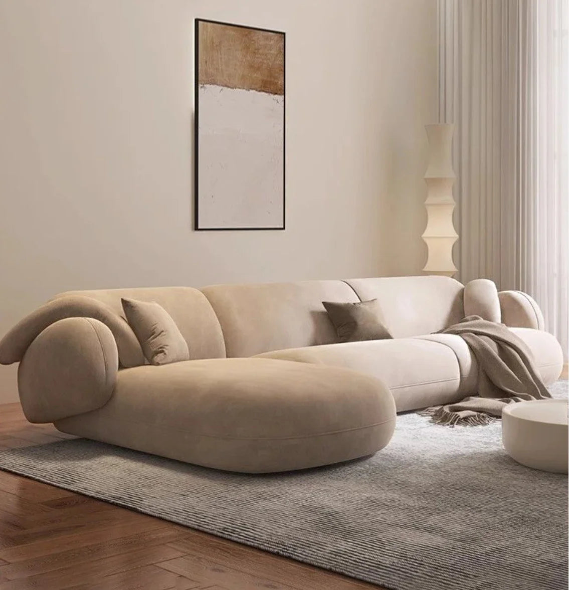 New Style Sofa Modern Simple Nordic Fabric Corner Small Apartment Living Room French Sofa