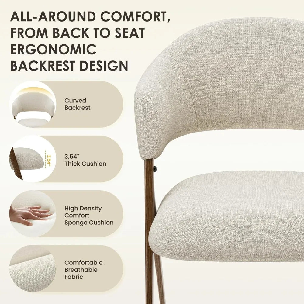 Set of 4 Modern Fabric Upholstered Dining Chairs with Open Back and Padded Seat for Living Room and Kitchen