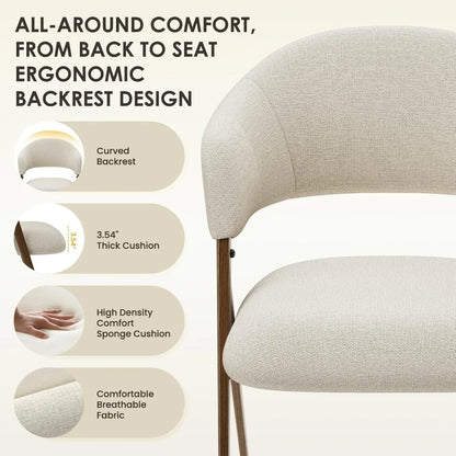 Set of 4 Modern Fabric Upholstered Dining Chairs with Open Back and Padded Seat for Living Room and Kitchen