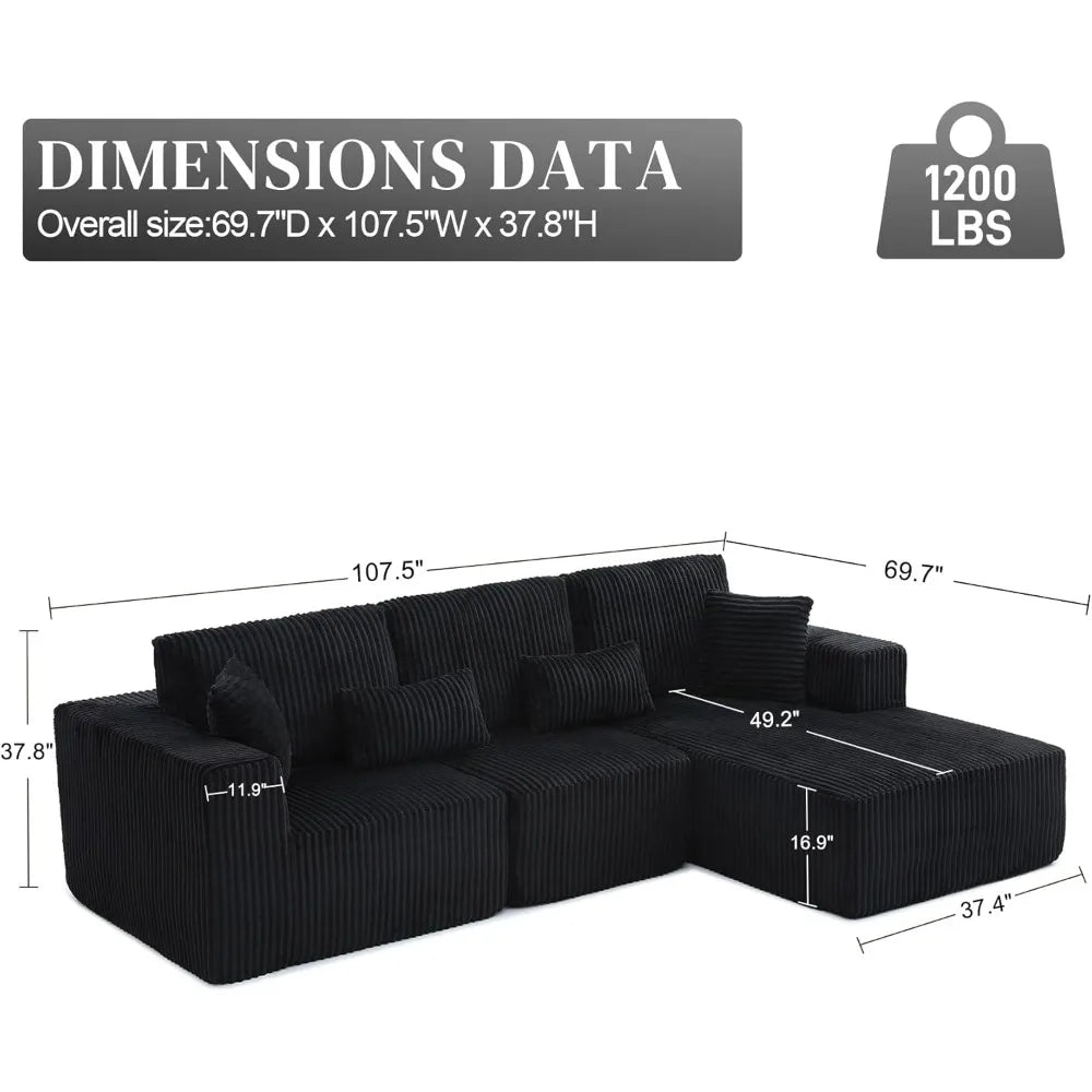 Modular Sectional Sofa Cloud Sectional Couch, 107