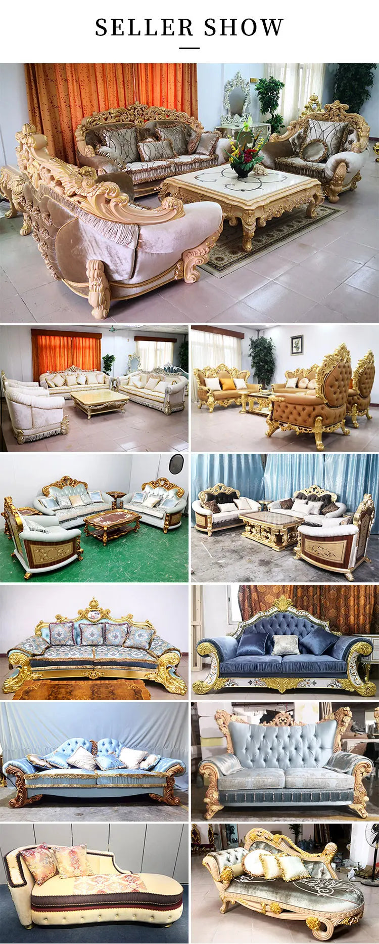 French Royal Baroque Dining Set — Hand-Carved Solid Wood Table with Upholstered Chairs, Luxury Gold for Villa/Hotel