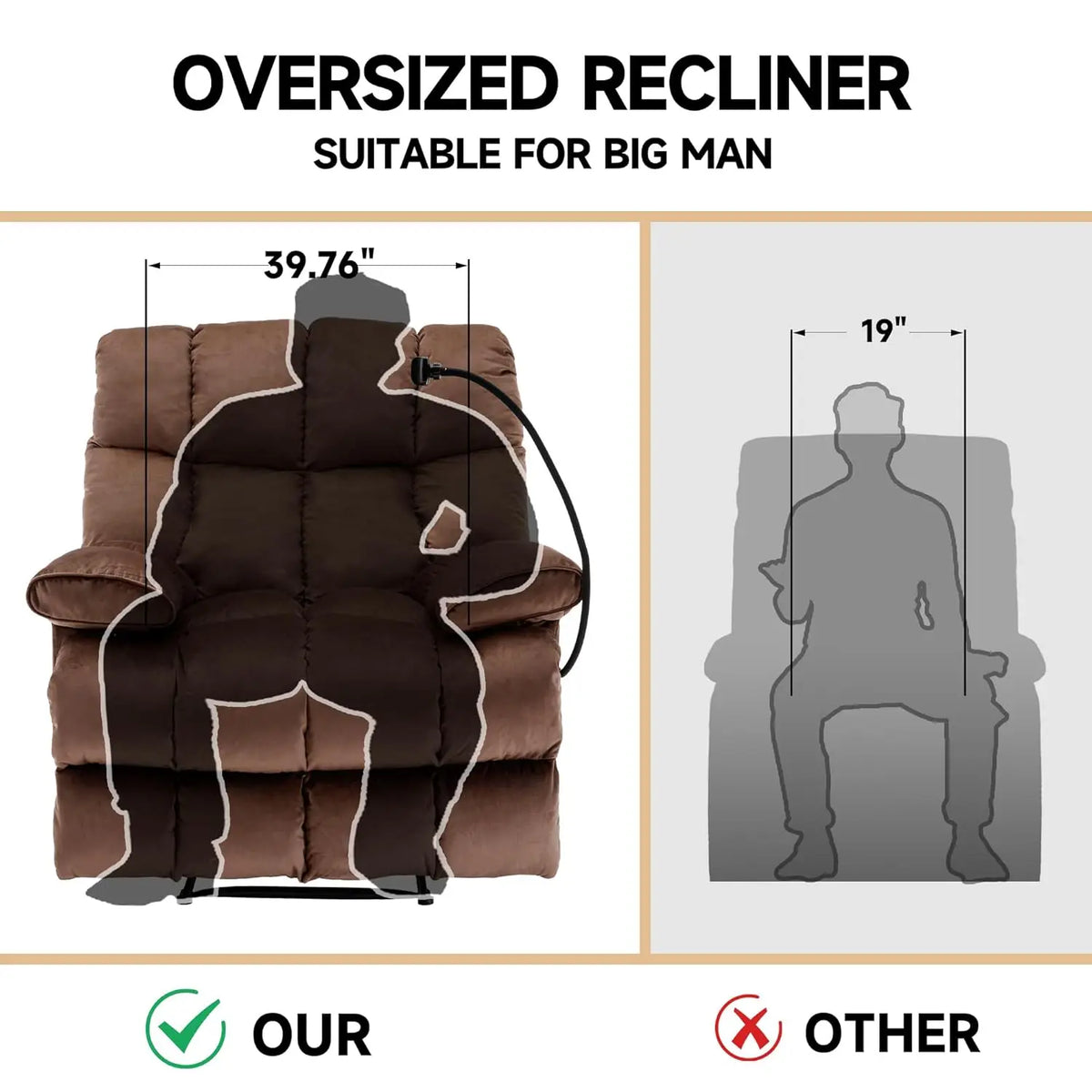 Oversized Recliner Chair, Big and Tall Recliner Chairs for Adults 400LBS, Large Recliner Chair, Extra Wide Recliner, Customized