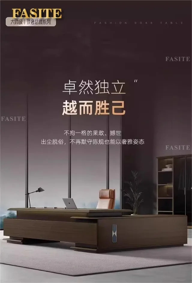 Premium Light luxury office boss table, simple modern class desk, high-end president table
