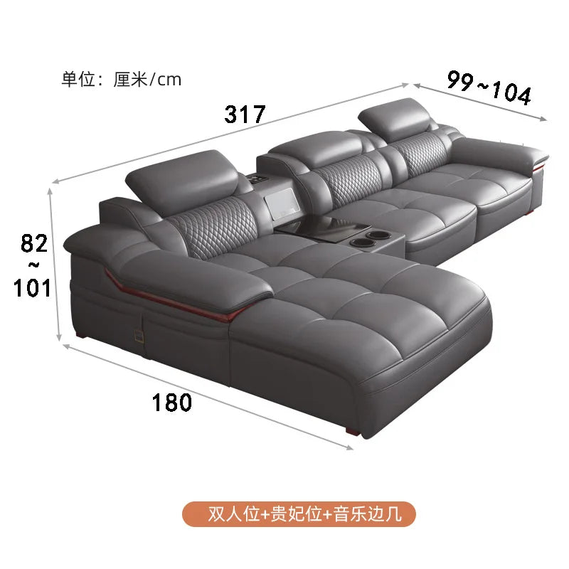 Modern simple leather sofa first layer cowhide living room size corner latex leather sofa