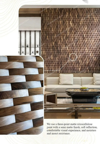 3D Mosaic Wall Panel Black Walnut Solid Wood Light Luxury Simple Acoustic Diffuser Background Wall Decoration Wall Stickers