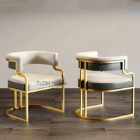 Luxury golden Dining Chairs wrought Iron Backrest Armchair Kitchen Modern Dining Room Furniture Home Bedroom Salon Makeup Chair