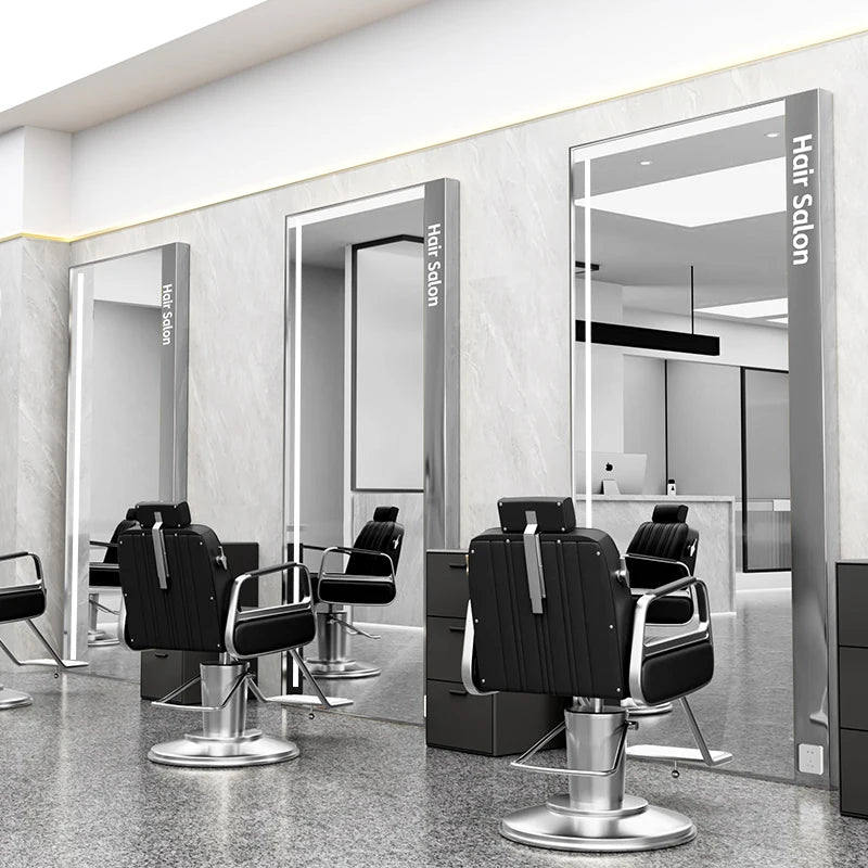 HJ Barber Shop Mirror Quick Cut Special Mirror Hair Salon Internet celebrity hair salon Full Lamp Mirror