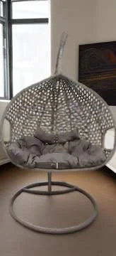 Swing Outdoor Furniture Rope Chair Modern Wicker Rattan Balcony Garden Hanging Double Egg Swing Chair with Metal Bracket