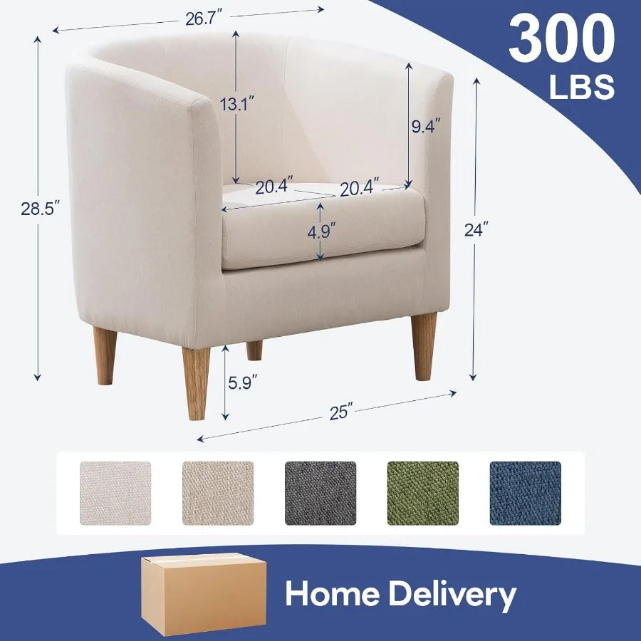 Modern Comfy Accent Barrel Chair with Armrest for Living Room Bedroom Reception Room or Cafe Soft Padded Design for Cozy Relaxa