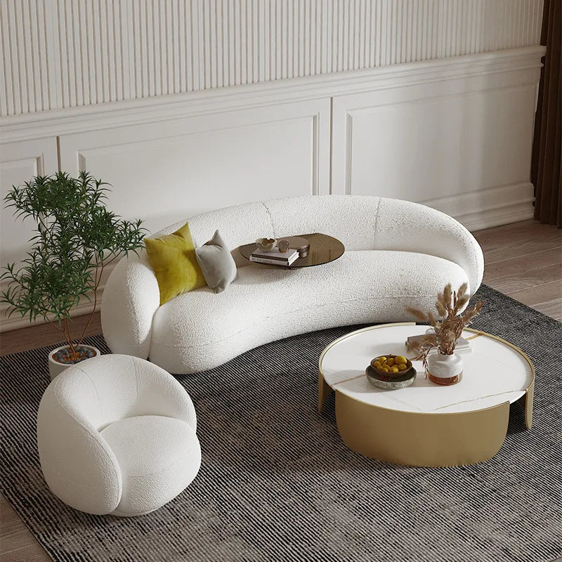 Nordic light luxury living room sofa coffee table combination beauty salon clothing store reception sofa chair small snail sofa