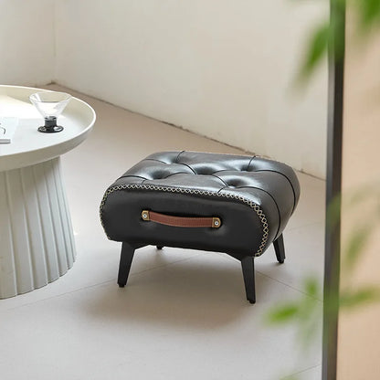 A square leather stool, living room stool, sofa footstool, home decoration, light luxury American, Italian, home decoration