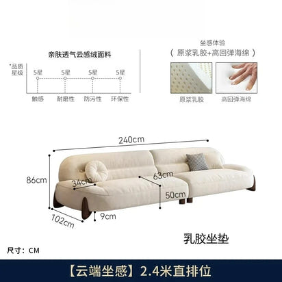 Customizable LXC modern minimalist cloud skin-friendly flannel small apartment living room straight row light luxury sofa