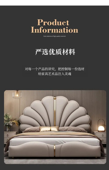 Nordic Aesthetic Double Bed European Queen Twin King Headboard Frame Luxury Cama Casal Furniture  Bed bases and bed frames home
