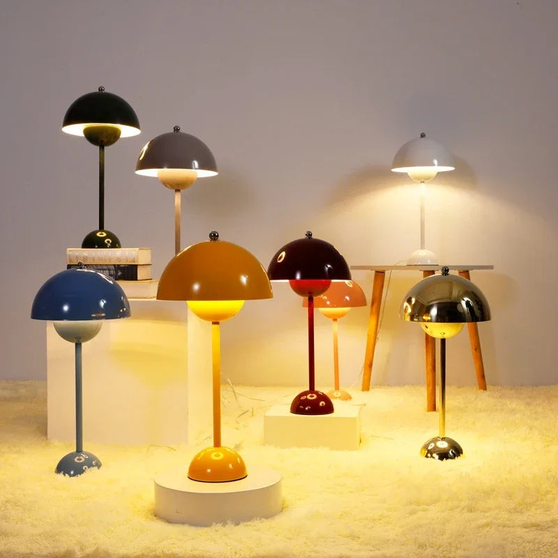 Nordic modern minimalist bedroom bedside lamp creative  flower bud cream style small table