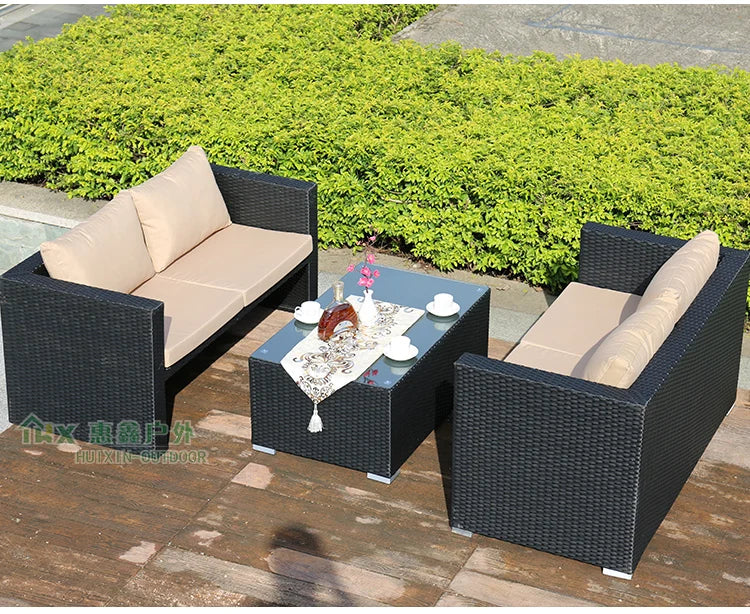 Outdoor rattan tables and chairs balcony rattan sofa courtyard leisure rattan art