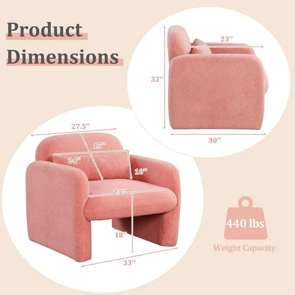 Modern Sherpa Accent Armchair with Waist Pillow for Living Room