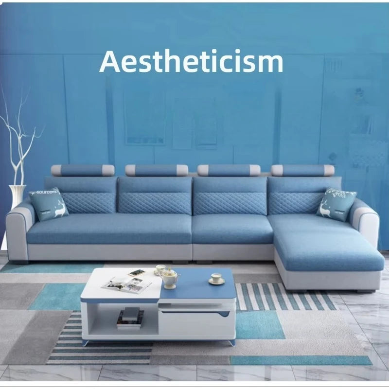 Modern Three-Seat Fabric Sofa Set Convertible Removable for Easy Care for Small Apartment or Modern Living Room for Villas