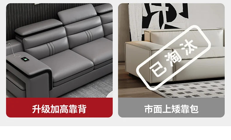 Genuine Leather Modern Sofas Luxury Classic Bedrooms Cinema Sofas Comfortable Straight Muebles Para El Hogar Home Accessories
