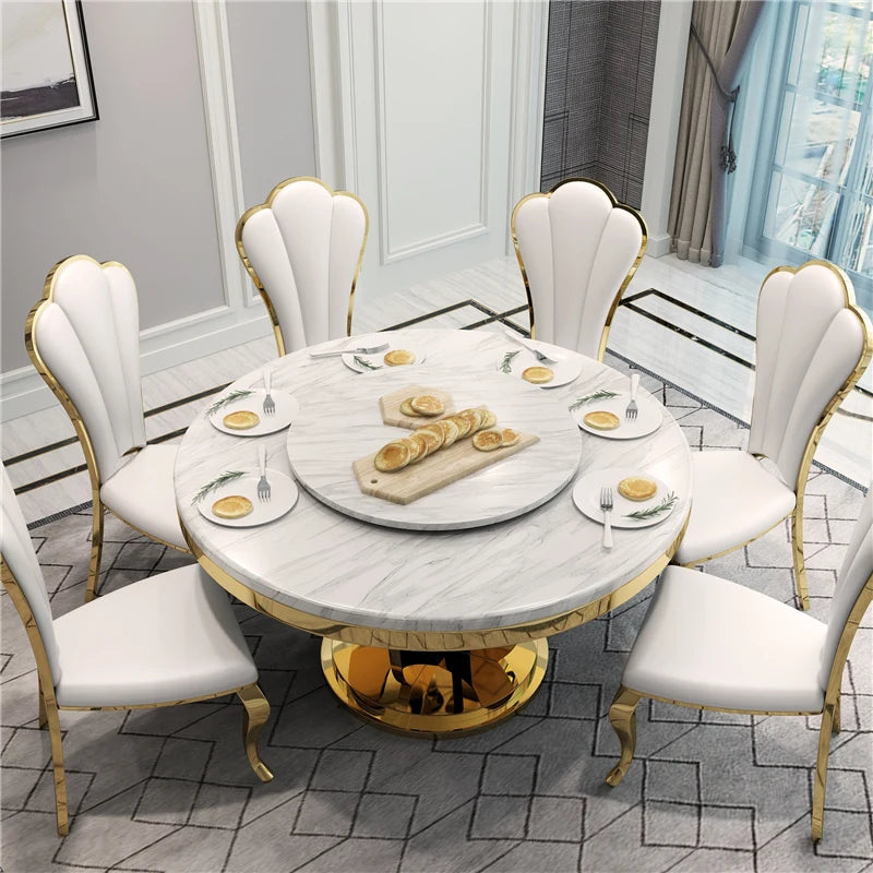 Modern simple stainless steel luxury hotel dining chair high-end soft bag white leather back chair fashionable home dining chair