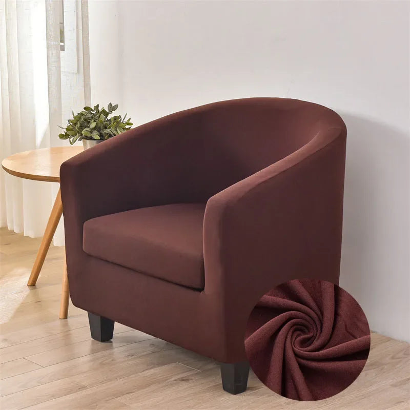 Elastic Club Chair Covers Solid Color Bath Tub Sofa Covers Single Cafe Bar Armchairs Slipcovers with Seat Cushion Cover Home
