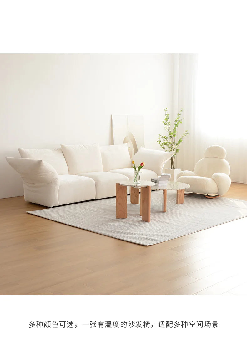 Big white rocking chair lazy sofa rocking chair cream wind single sofa recliner