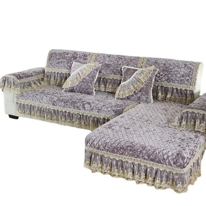 New Model European-style Thick Diamond Velvet Sofa Cover Four Season Universal Anti Slip And Dustproof Solid Color Sofa Cushion