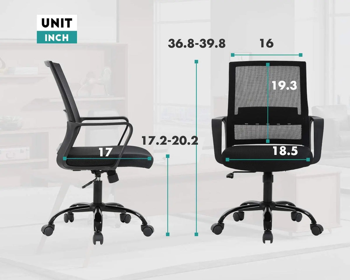 Ergonomic Office Chair with Lumbar Support, Adjustable Height, Breathable Mesh Back, and Smooth Rolling Casters
