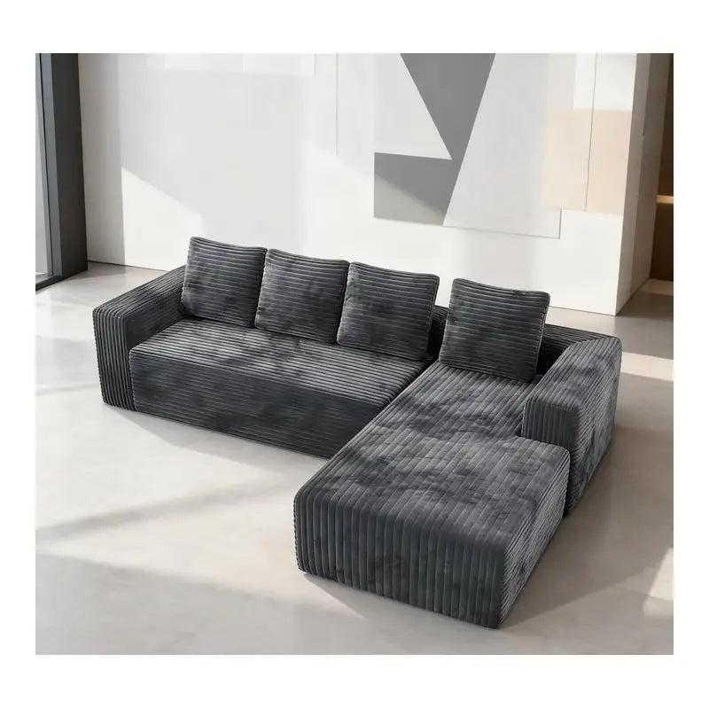 Modern L-Shaped Sectional Couch with Right-Facing Chaise, Upholstered Modular Sofa, Deep Seat Design for Living Room or