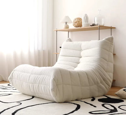 Leather lazy sofa Nordic single bedroom togo caterpillar balcony sofa chair casual leather art floor sofa