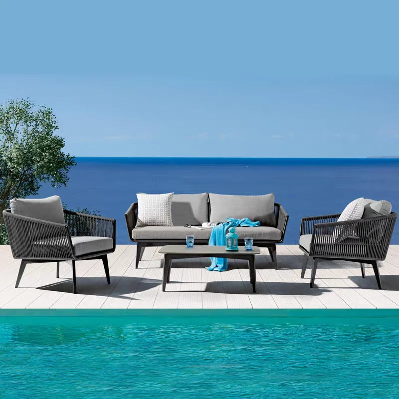 Outdoor Nordic Garden Sofas Hotel Balcony Combination Modern Garden Sofas Terrace Metal Furniture Divano Di Giardino MHHYSF