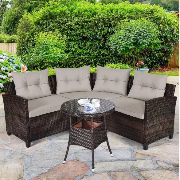 Patio Furniture Sectional Set Outdoor Lawn Conversation Sets,make you comfortable whether you are sitting or lying down
