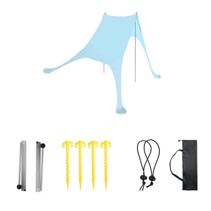 Family Beach Sunshade 2M*2.1M Large Area Lightweight Sun Shade Tent With Sandbag UPF50+ UV Large Portable Beach Canopy