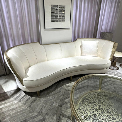 Caracole Adela Luxury Home Furniture Curved High Quality for Wood Frame Couch Modern White Sofa Set for Living Room New Design