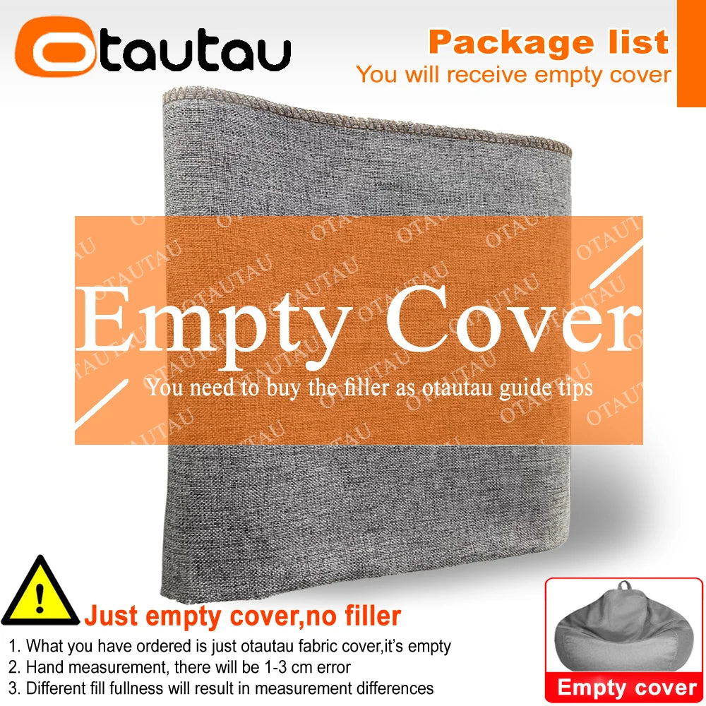 OTAUTAU Cotton Linen Bean Bag Cover without Filler Floor Corner Lazy Beanbag Chair Pouf Salon Ottoman Puff Lounger Sac DD002