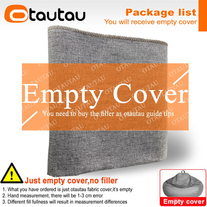 OTAUTAU Cotton Linen Bean Bag Cover without Filler Floor Corner Lazy Beanbag Chair Pouf Salon Ottoman Puff Lounger Sac DD002