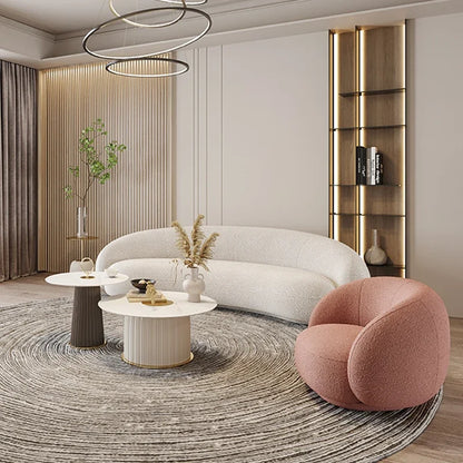 -Contemporary Minimalist Sectional Sofa Set Wood Frame with Curved Sleeper Sponge Filled for Home Hotel or Apartment