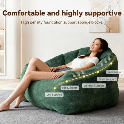 Adult bean bag chair, ultra-large, boneless sofa; reading chair with rabbit fur fabric; living room furniture, memory foam lazy